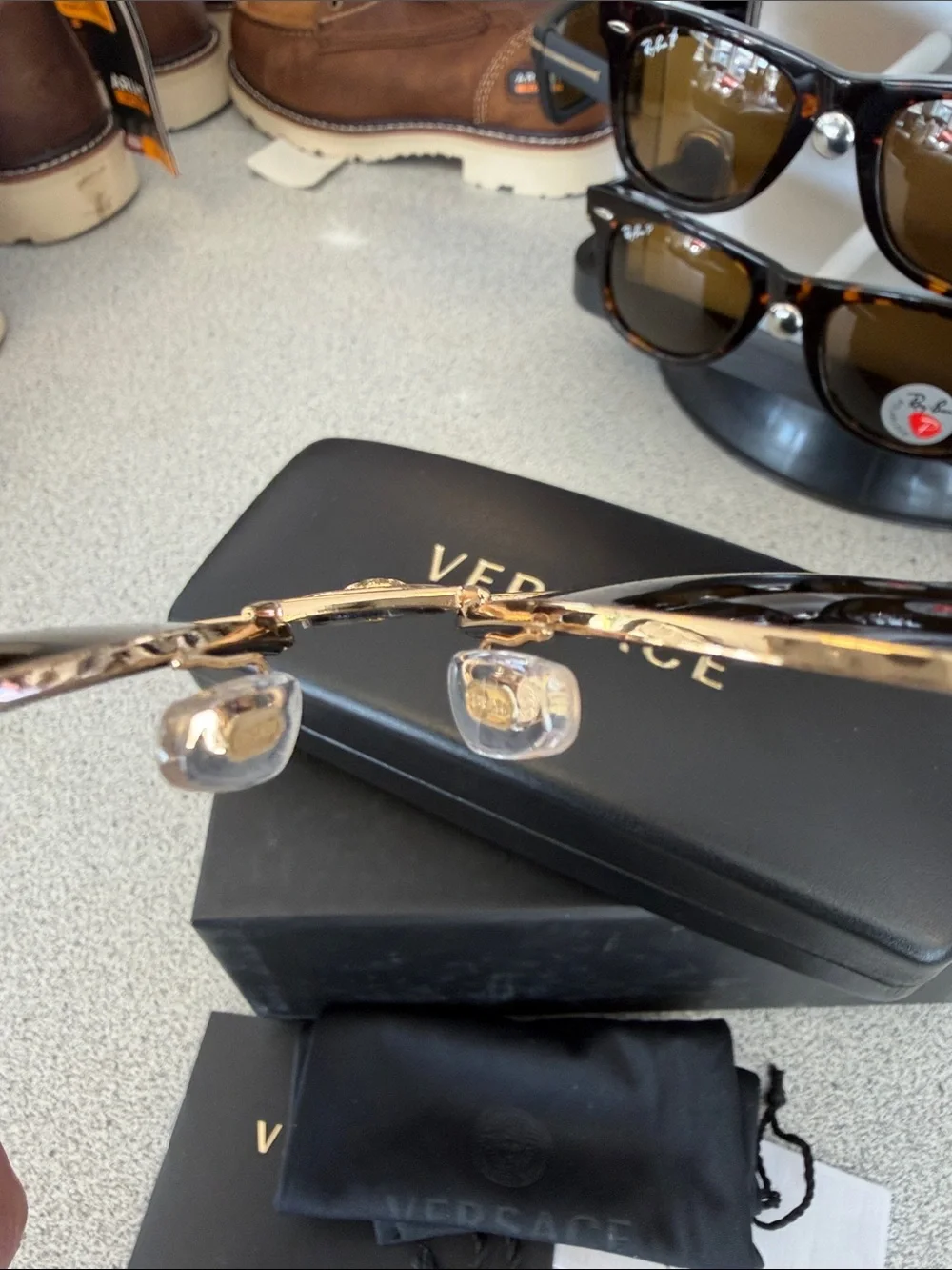 Versace Gold Frame Black Lens Aviator Sunglasses with Medusa Crest